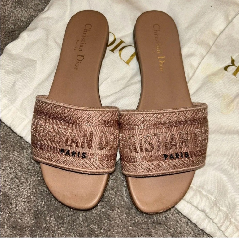 Christian Dior Rose Gold Slide Sandals